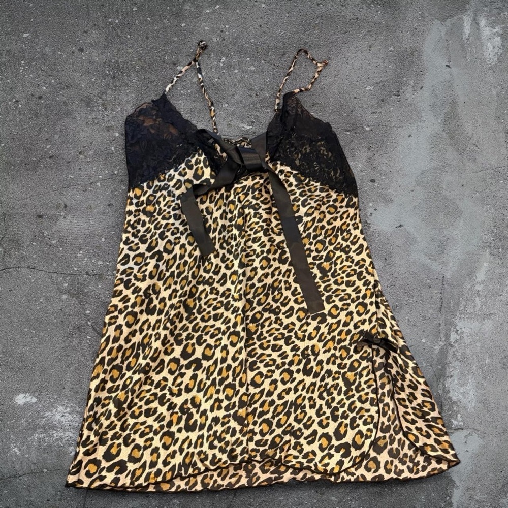 Y2K Leopard Print Lace Slip Dress Jersey Shore Mob Wife Cheetah Girl 1X